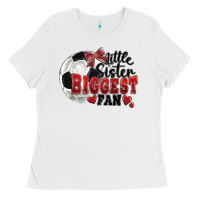White little sister biggest fan soccer Ladies Tee - FaDigitalArtStudio