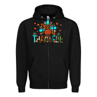 Black thankful turkey Zipper Hoodie - JahusDesignShop