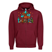Burgundy thankful turkey Zipper Hoodie - JahusDesignShop