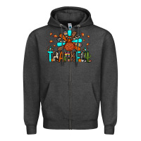 Charcoal Heather thankful turkey Zipper Hoodie - JahusDesignShop