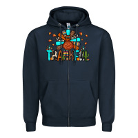 Navy thankful turkey Zipper Hoodie - JahusDesignShop