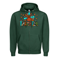 Sports Green thankful turkey Zipper Hoodie - JahusDesignShop