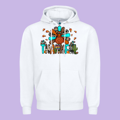 Thankful Turkey Zipper Hoodie Designed By Jahusdesignshop