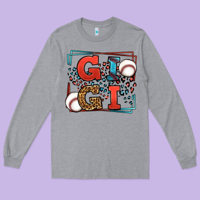 Baseball Gigi Leopard Frame Long Sleeve Tee Designed By Lillyallendesigns