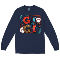 Navy Baseball gigi leopard frame Long Sleeve Tee - LillyAllenDesigns