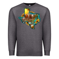 Charcoal Heather western texas map with longhorn bull Premium Sweatshirt - RanaPortraitStore