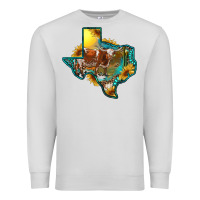 Dove Grey western texas map with longhorn bull Premium Sweatshirt - RanaPortraitStore