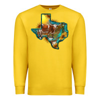 Lemon western texas map with longhorn bull Premium Sweatshirt - RanaPortraitStore