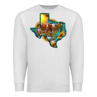 Oatmeal Heather western texas map with longhorn bull Premium Sweatshirt - RanaPortraitStore