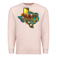 Pale Pink western texas map with longhorn bull Premium Sweatshirt - RanaPortraitStore