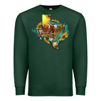 Sports Green western texas map with longhorn bull Premium Sweatshirt - RanaPortraitStore