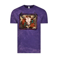 Cloud Purple Western Bull Skull Vintage Tee - FaDigitalArtStudio