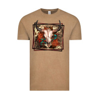 Vintage Coffee Western Bull Skull Vintage Tee - FaDigitalArtStudio
