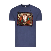 Vintage Denim Western Bull Skull Vintage Tee - FaDigitalArtStudio