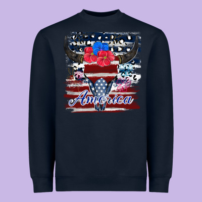 Bull Skull America Heavyweight Sweatshirt Designed By Jahusdesignshop