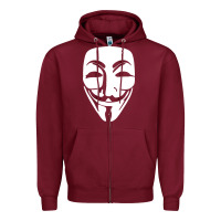 Burgundy anonymous misteryous Zipper Hoodie - artisFamous