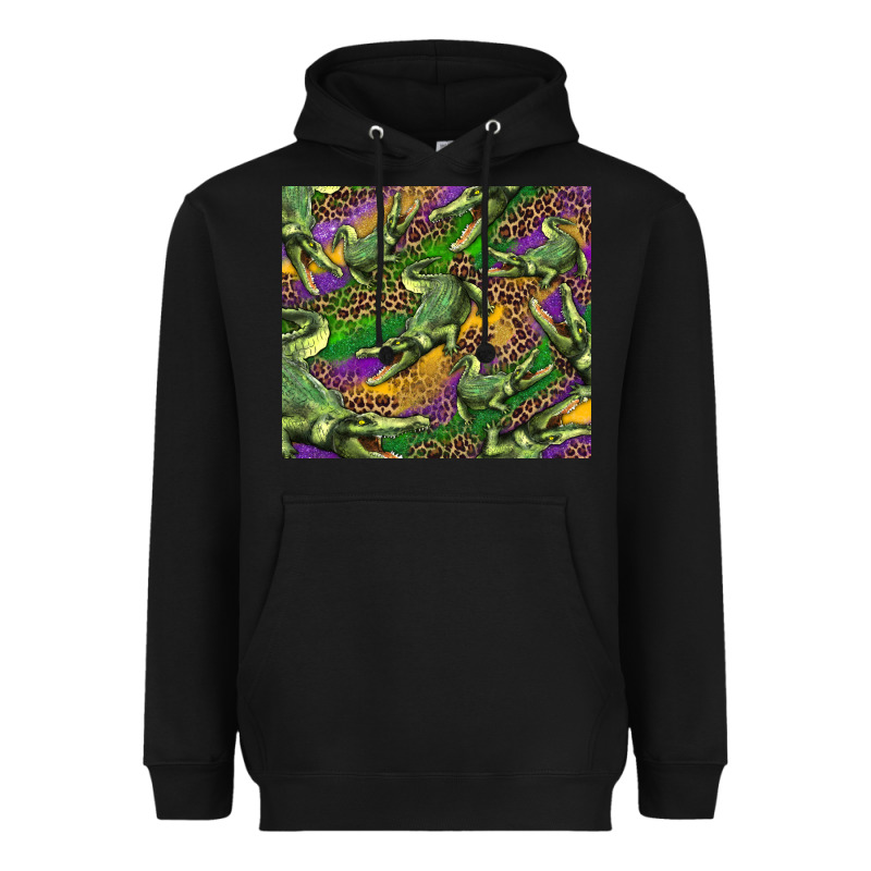 Mardi Gras Louisiana Crocodile Leopard Heavyweight Hoodie by RanaPortraitStore | Teevron