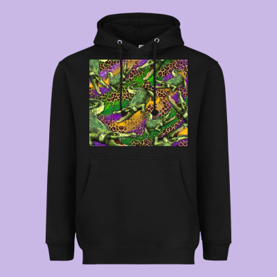 Mardi Gras Louisiana Crocodile Leopard Heavyweight Hoodie Designed By Ranaportraitstore