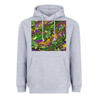 Heather Grey mardi gras Louisiana crocodile leopard Heavyweight Hoodie - RanaPortraitStore