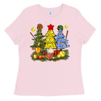 Bubblegum Pink christmas with softball trees bbs Ladies Tee - BundleAndBundleShop