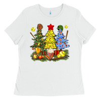 White christmas with softball trees bbs Ladies Tee - BundleAndBundleShop