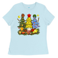 Baby Blue christmas with softball trees bbs Ladies Tee - BundleAndBundleShop