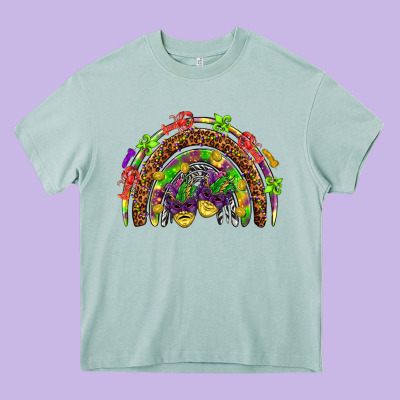 Mardi Gras Rainbow Heavy Core Tee Designed By Howdyjamesfarm
