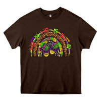 Chocolate Brown Mardi Gras rainbow Heavy Core Tee - HowdyJamesFarm