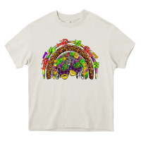 Cream Mardi Gras rainbow Heavy Core Tee - HowdyJamesFarm