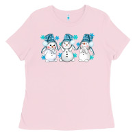 Bubblegum Pink snowman winter bbs Ladies Tee - BundleAndBundleShop