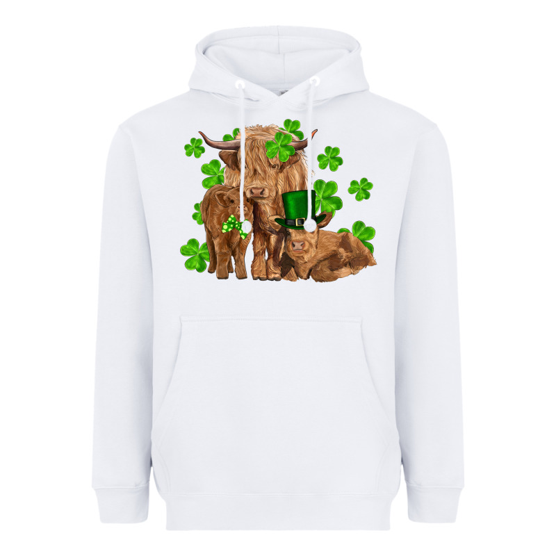 St Patrick's Day Cow Family Heavyweight Hoodie by RanaPortraitStore | Teevron