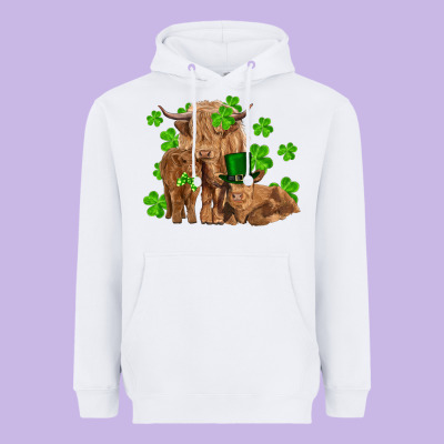 St Patrick's Day Cow Family Heavyweight Hoodie Designed By Ranaportraitstore