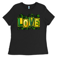 Black St. Patrick's Day love Ladies Tee - FaDigitalArtStudio