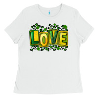 White St. Patrick's Day love Ladies Tee - FaDigitalArtStudio