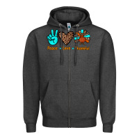 Charcoal Heather peace love thankful Zipper Hoodie - JahusDesignShop