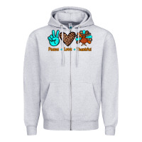 Heather Grey peace love thankful Zipper Hoodie - JahusDesignShop