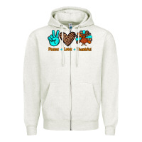 Oatmeal Heather peace love thankful Zipper Hoodie - JahusDesignShop