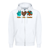White peace love thankful Zipper Hoodie - JahusDesignShop