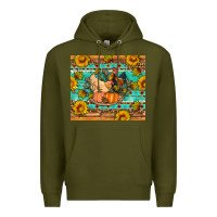 Army Green Fall coop animals pumpkin Premium Hoodie - Artiststas