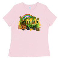 Bubblegum Pink lucky gnomes truck St. Patrick's Day Ladies Tee - FaDigitalArtStudio