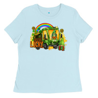 Baby Blue lucky gnomes truck St. Patrick's Day Ladies Tee - FaDigitalArtStudio