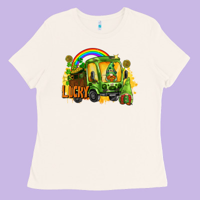 Lucky Gnomes Truck St. Patrick's Day Ladies Tee Designed By Fadigitalartstudio