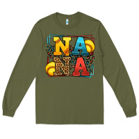 Army Green Softball nana leopard frame Long Sleeve Tee - LillyAllenDesigns