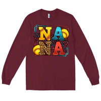 Burgundy Softball nana leopard frame Long Sleeve Tee - LillyAllenDesigns