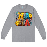 Heather Grey Softball nana leopard frame Long Sleeve Tee - LillyAllenDesigns
