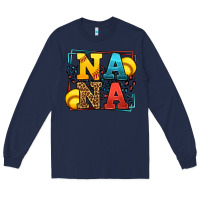 Navy Softball nana leopard frame Long Sleeve Tee - LillyAllenDesigns