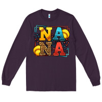 Plum Softball nana leopard frame Long Sleeve Tee - LillyAllenDesigns