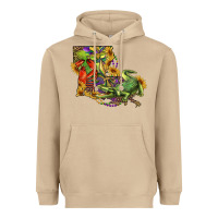 Mushroom louisiana map with mardi gras crocodile Heavyweight Hoodie - RanaPortraitStore