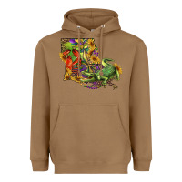 Toasted Coconut louisiana map with mardi gras crocodile Heavyweight Hoodie - RanaPortraitStore