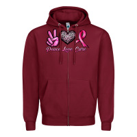 Burgundy peace love cure Zipper Hoodie - JahusDesignShop